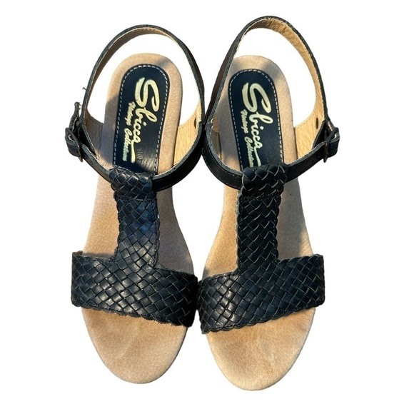 SBICCA made in Italy black woven leather heel sandals in size 10 - Picture 1 of 14